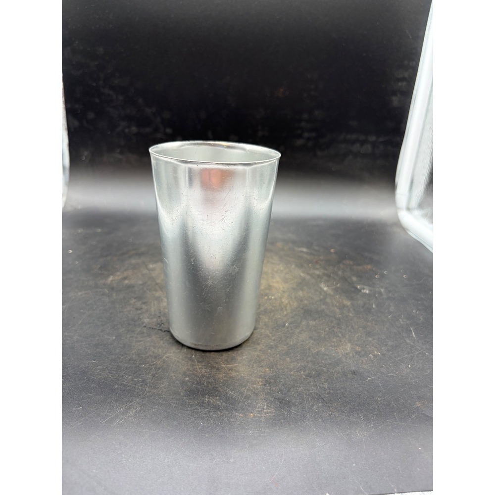 Vintage Bascal Aluminum Tumbler Silver Mid Century Modern Drinking Cup 4.5 inch